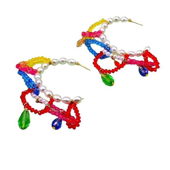 π2/$30 New Zara Beaded Hoops - Picture 3 of 4